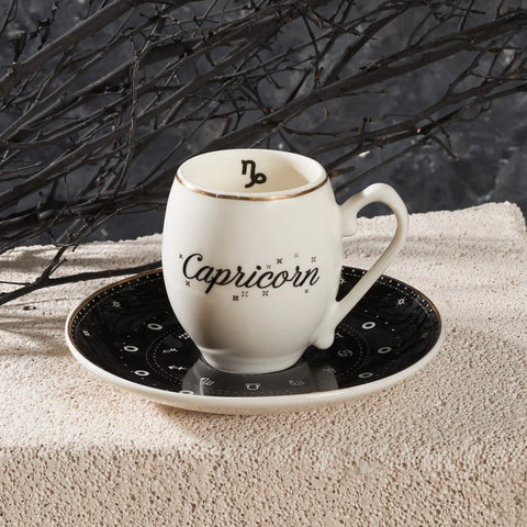 Karaca Signs of the Zodiac Capricorn Porcelain Espresso Turkish Coffee Cup, 90ml, Multi