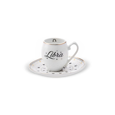 Karaca Signs of the Zodiac Libra Porcelain Espresso Turkish Coffee Cup, 90ml, Multi