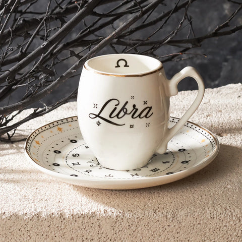 Karaca Signs of the Zodiac Libra Porcelain Espresso Turkish Coffee Cup, 90ml, Multi