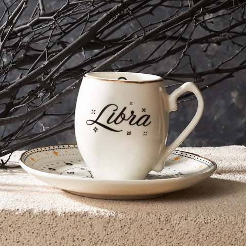 Karaca Signs of the Zodiac Libra Porcelain Espresso Turkish Coffee Cup, 90ml, Multi