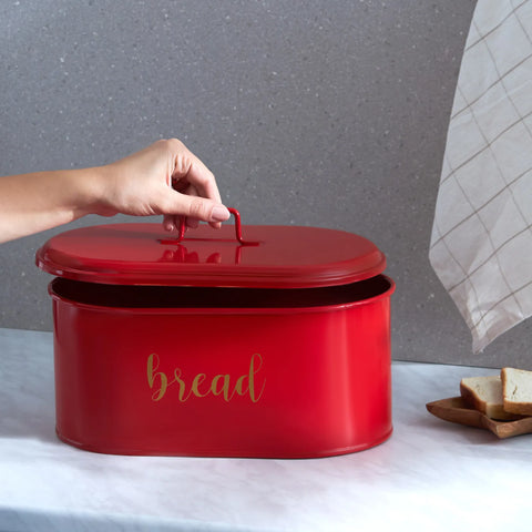 Karaca Monroe Metal Bread Box, 8.5L, Red