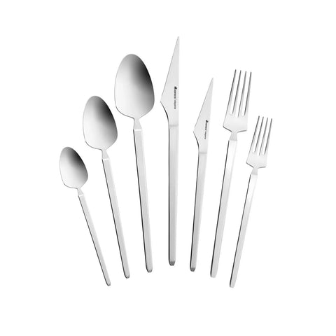 Karaca New Glacial 84-Piece Stainless Steel Cutlery Set for 12 People, Silver