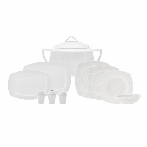 Karaca New Suha 60-Piece Porcelain Dinner Set for 12 People, White