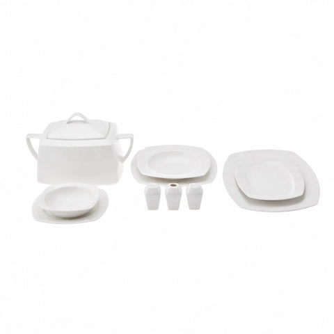 Karaca New Suha 60-Piece Porcelain Dinner Set for 12 People, White