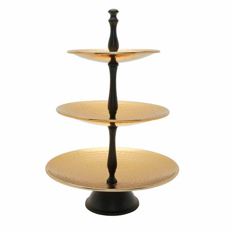 Karaca Home Moroccan 3-Tier Cake Stand, 30cmx42cm, Gold Black