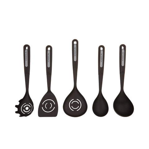 Karaca Rosy 5 Piece Kitchen Utensil Set with Stand, Black