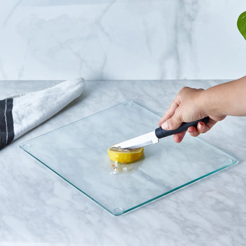 Karaca Ozark Glass Chopping Board, 25cmx35cm, Transparent