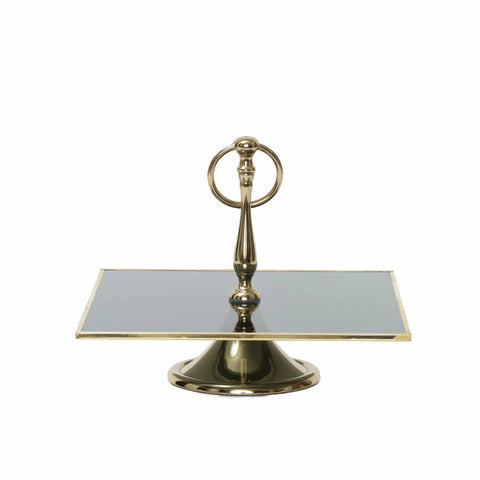 Karaca Home Line Glass Decorative Cake Stand, 25cm, Gold Black