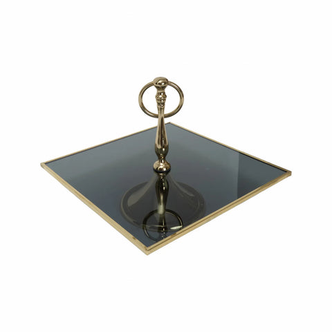 Karaca Home Line Glass Decorative Cake Stand, 25cm, Gold Black