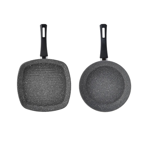 Karaca Gris Biogranite 2-Piece Non-Stick Pan-Grill Set, Grey