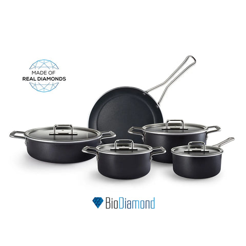 Karaca Mastermaid BioDiamond 13-Piece Cookware Set, Shiny Black Silver