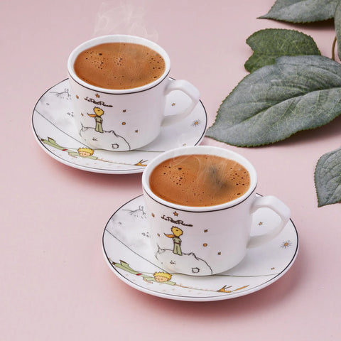 Karaca Le Petit 4-Piece Porcelain Espresso Turkish Coffee Cup for 2 People, 80ml, Multi