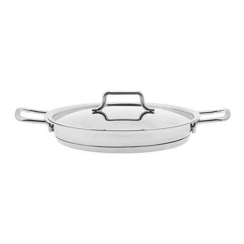 Karaca Love of Kitchen Stainless Steel Induction Shallow Stock Pot with Lid, 22cm, Silver