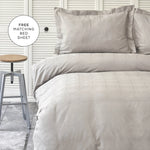 Karaca Home White Collection Santino 100% Turkish Cotton Duvet Cover Set with Bed Sheet, Double, Grey