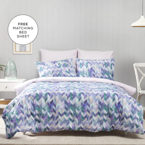 Carina Madison Melange Duvet Cover Set with Bed Sheet, Double, Multi