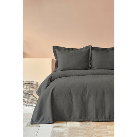 Karaca Home Back To Basic Bedspread Set, Double, Anthracite