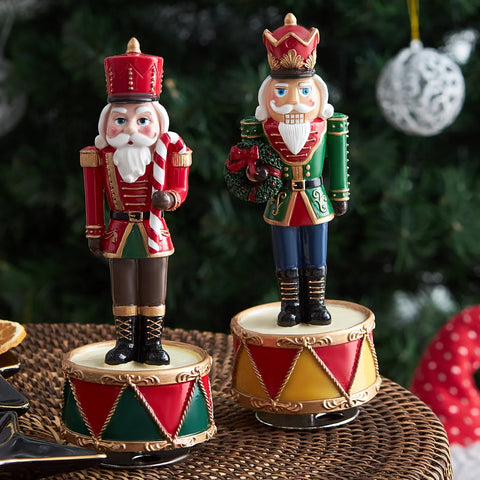 Karaca Home New Year Christmas Musical Nutcracker Figure, 8cmx8cmx12cm, Green Multi