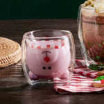 Karaca New Year Christmas Pia Mr. Bear Glass Tumbler Glass, 250ml, Transparent Multi