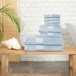 Karaca Home 100% Turkish Cotton Towel Set, 8 Piece, Blue