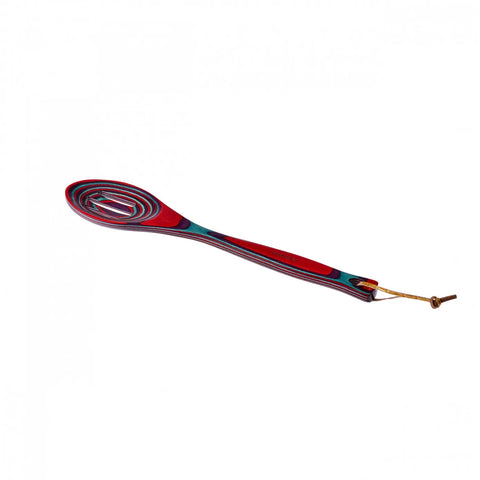 Karaca Bailando Pakka Wood Slotted Serving Spoon, 30cm, Red Multi