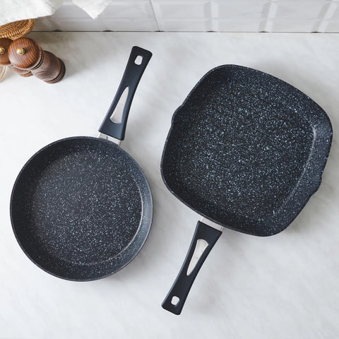 Karaca Defne Biogranite 2-Piece Pan-Grill Set, Black