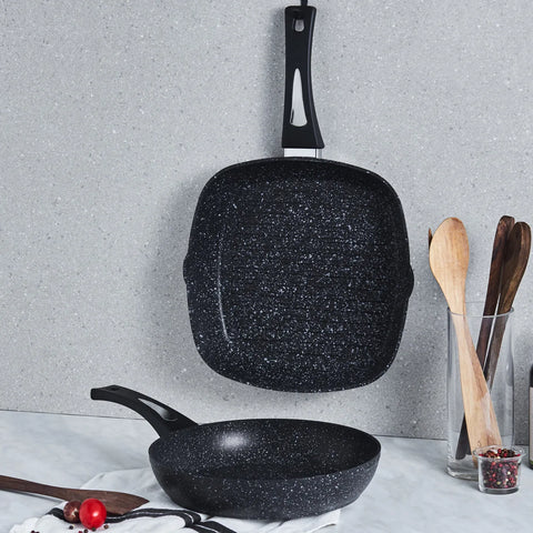 Karaca Defne Biogranite 2-Piece Pan-Grill Set, Black