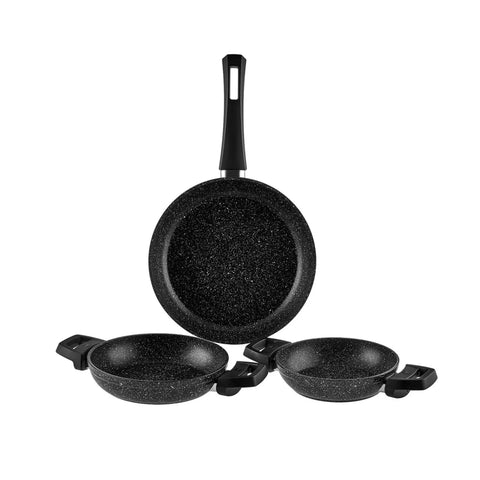 Karaca Dide 3-Piece Stainless Steel Pan Set, Black