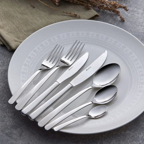 Karaca Vesper 84-Piece Stainless Steel Cutlery Set for 12 People, Silver