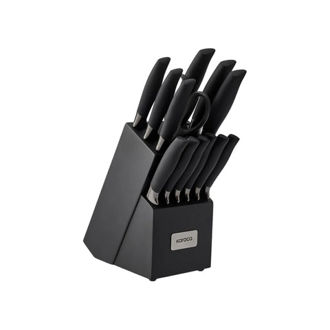 Karaca Gemme Gray 14 Piece Knife Set with Stand, Black