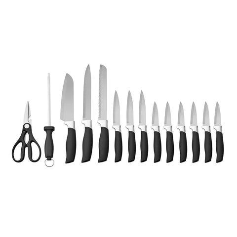 Karaca Gemme Gray 14 Piece Knife Set with Stand, Black