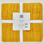 Karaca Home Cable Knit Throw, 130cmx170cm, Mustard