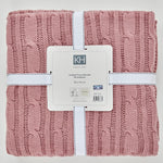 Karaca Home Cable Knit Throw, 130cmx170cm, Dark Rose