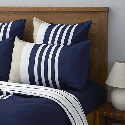 Nautica Aport 100% Turkish Cotton Duvet Cover Set, Double, 200cmx200cm, Navy Blue Multi