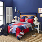 Nautica Morris 100% Turkish Cotton Duvet Cover Set, Single, 140cmx200cm, Navy Blue Multi