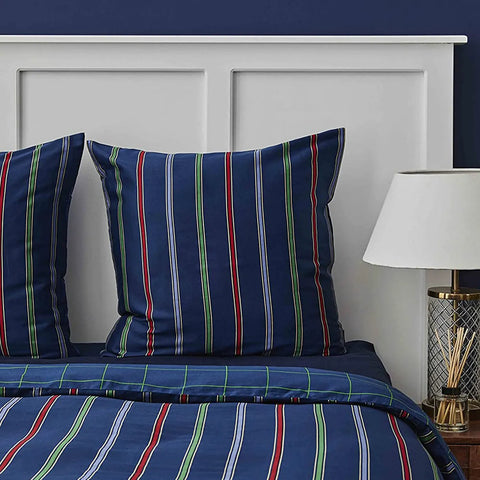 Nautica Ray 100% Turkish Cotton Duvet Cover Set, Single, 140cmx200cm, Navy Blue Multi