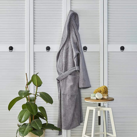 Nautica Home Crew 100% Turkish Cotton Bathrobe, Small, Grey