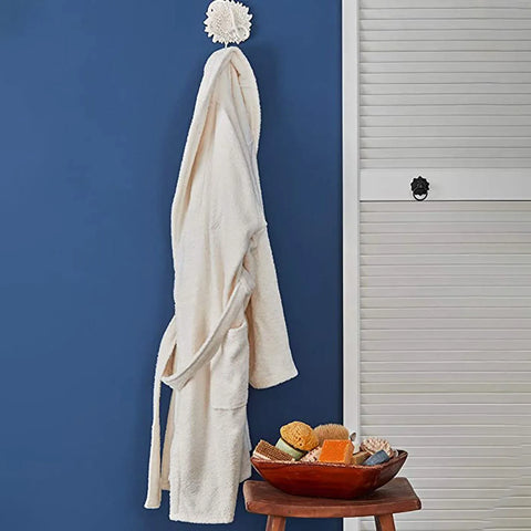 Nautica Home Crew 100% Turkish Cotton Bathrobe, Medium, Ivory