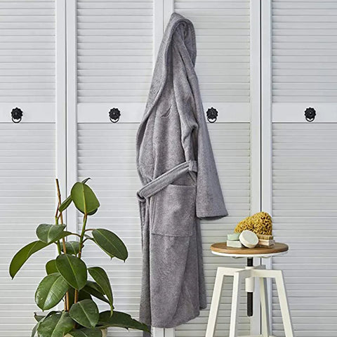 Nautica Home Crew 100% Turkish Cotton Bathrobe, Medium, Grey