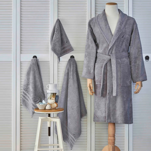 Nautica Home Crew 100% Turkish Cotton Bathrobe, XLarge, Grey