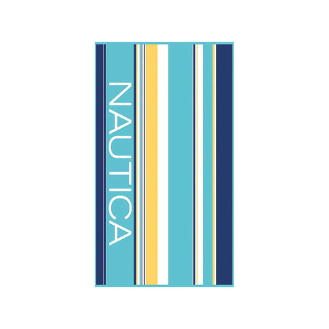 Nautica Home Aqua 100% Turkish Cotton Beach Towel, 90cmx180cm, Blue Multi