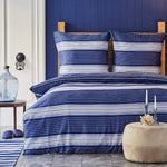 Nautica Moby 100% Turkish Cotton Duvet Cover Set, King, 230cmx220cm, Navy Blue Multi