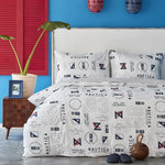 Nautica Discovery 100% Turkish Cotton Duvet Cover Set, Single, 140cmx200cm, White Multi