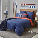 Nautica Creek 100% Turkish Cotton Duvet Cover Set, Double, 200cmx200cm, Navy Blue Red