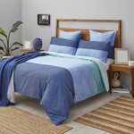 Nautica Grace 100% Turkish Cotton Duvet Cover Set, King, 230cmx220cm, Blue Multi