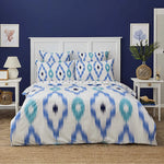 Nautica Ikat 100% Turkish Cotton Duvet Cover Set, Single, 140cmx200cm, White Blue