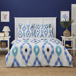 Nautica Ikat 100% Turkish Cotton Duvet Cover Set, Double, 200cmx200cm, White Blue