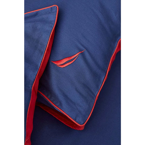 Nautica Creek 100% Turkish Cotton Duvet Cover Set, King, 230cmx220cm, Navy Blue Red