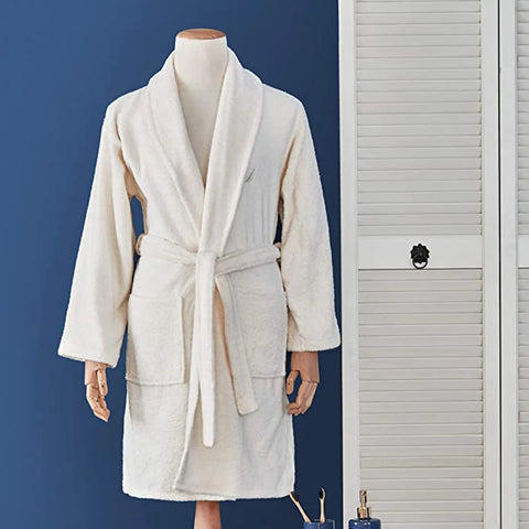 Nautica Home Crew 100% Turkish Cotton Bathrobe, Small, Ivory