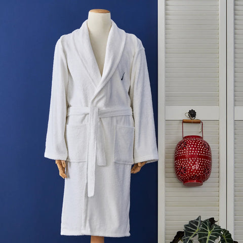 Nautica Home Crew 100% Turkish Cotton Bathrobe, Large, White