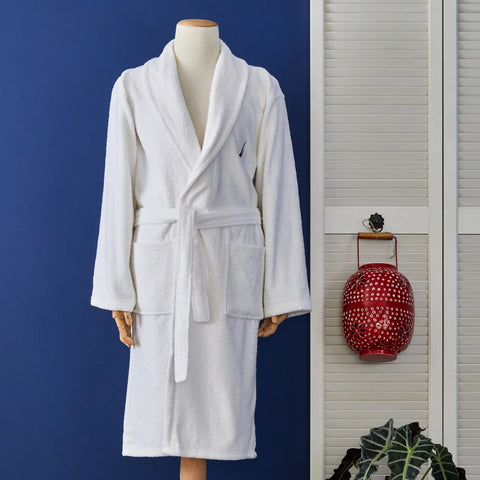 Nautica Home Crew 100% Turkish Cotton Bathrobe, XLarge, White